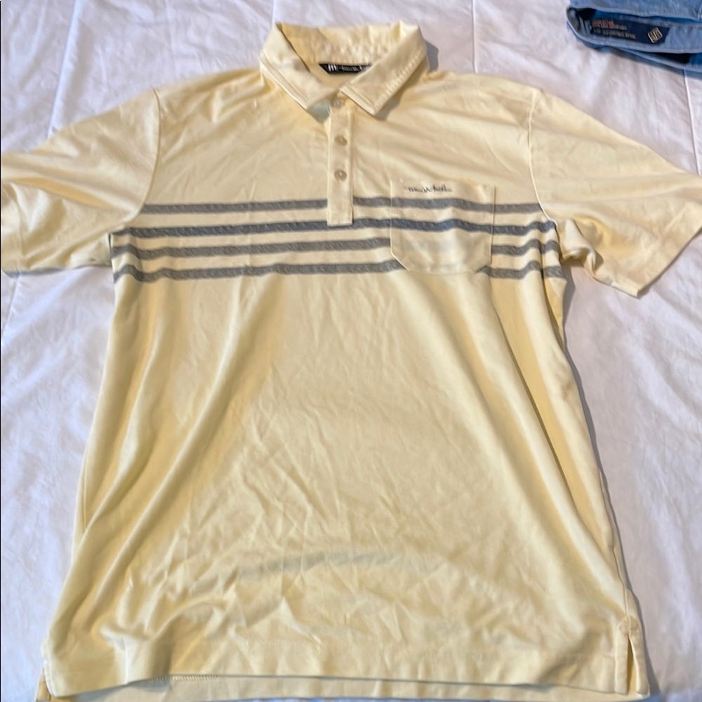 Travis Mathew Yellow and Gray Polo Shirt